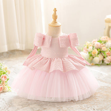 Amazon's new infant dress skirt baby year-old princess dress bubble cloth splicing mesh girls wash dress