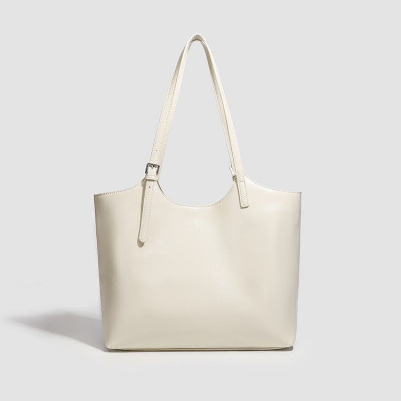 New simple oil wax leather shoulder bag large capacity tote bag fashion daily commuting versatile casual shoulder bag women