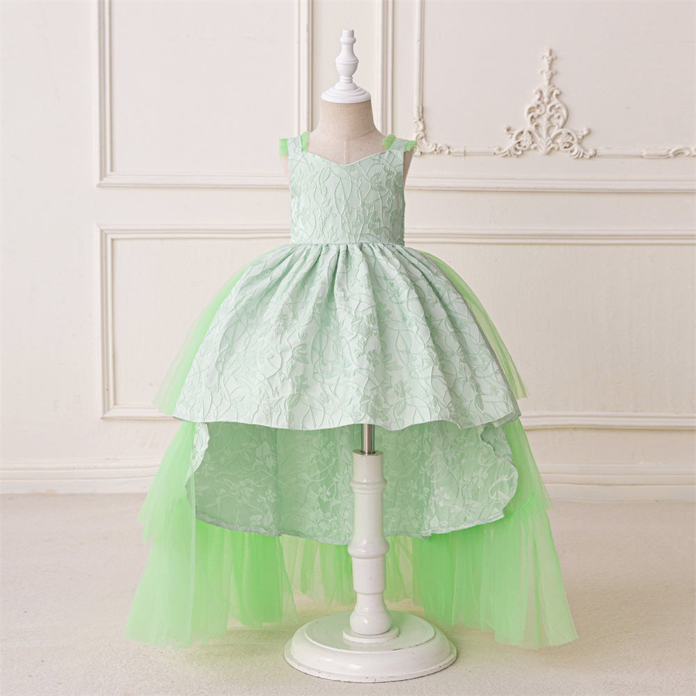 Amazon's new embossed mesh trailing cake skirt baby's first birthday party wash dress girl dovetail skirt