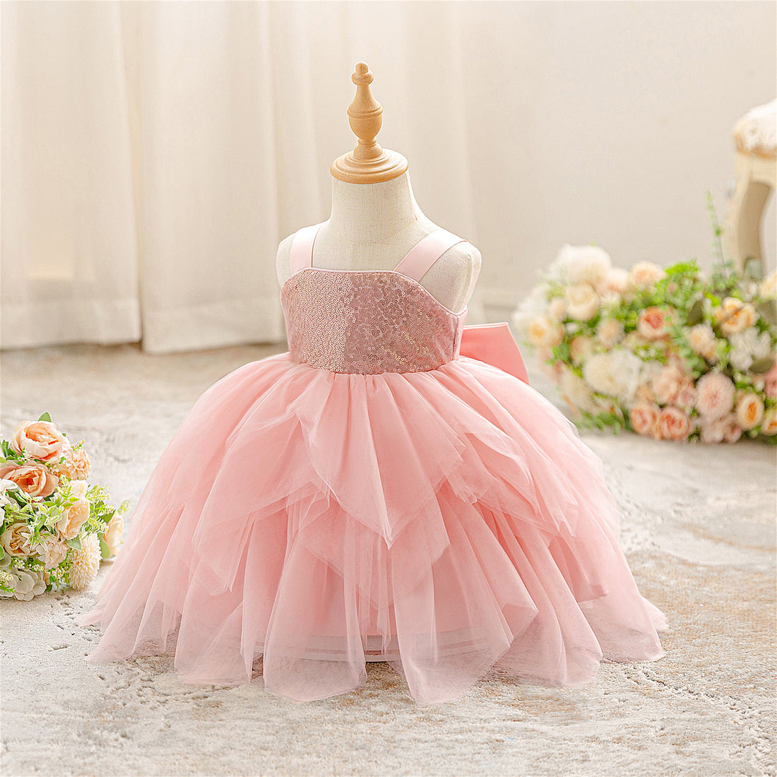 Children's Dress Girls Princess Dress Fluffy Gauze Dress Foreign Style Flower Girl Wedding Dress Host Piano Performance Dress Walking Show