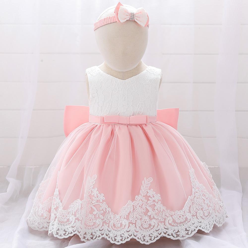 Amazon baby full moon dress children's dress princess lace bow baby dress lace