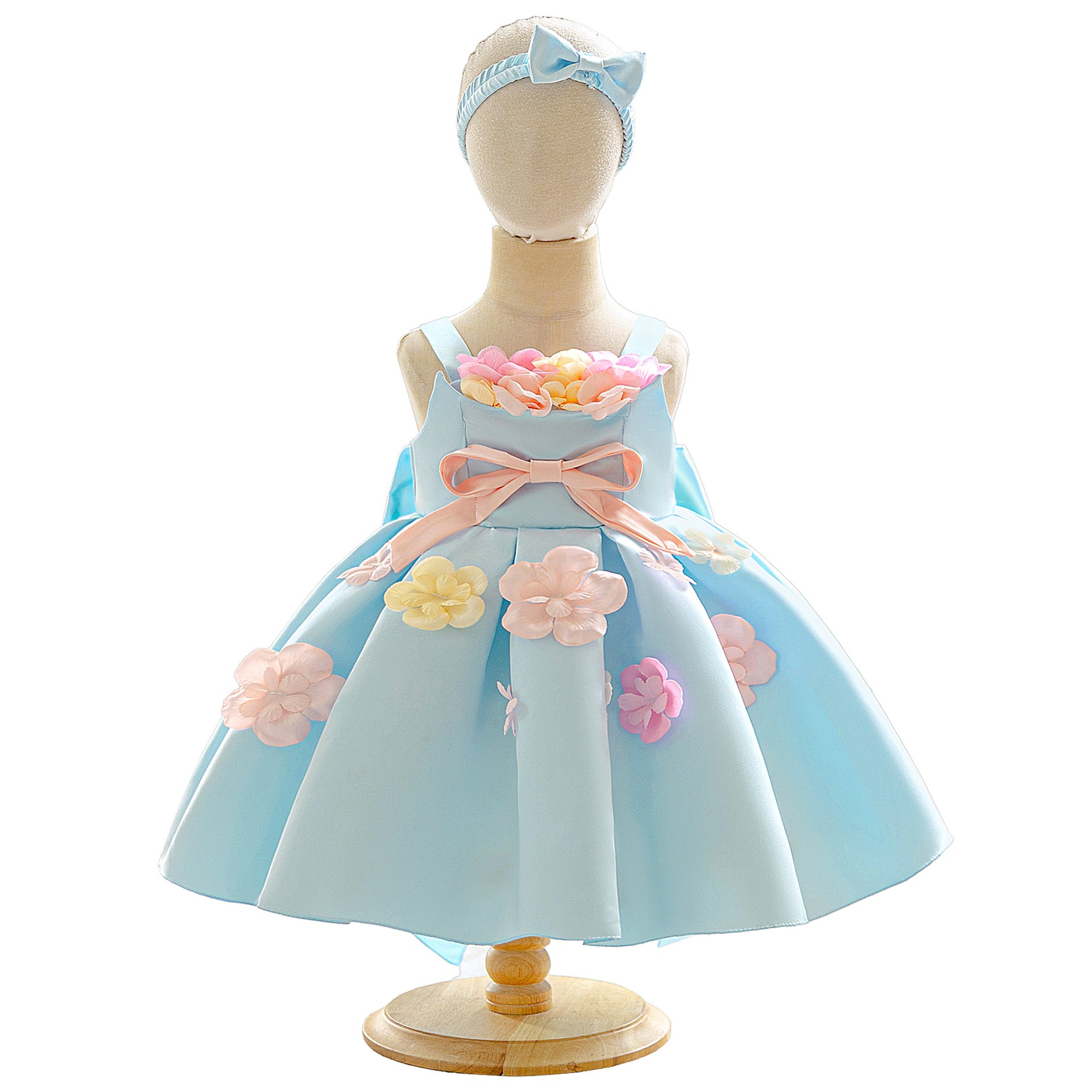 Girls dress green Mori princess dress applique birthday party flower girl dress mesh baby party dress