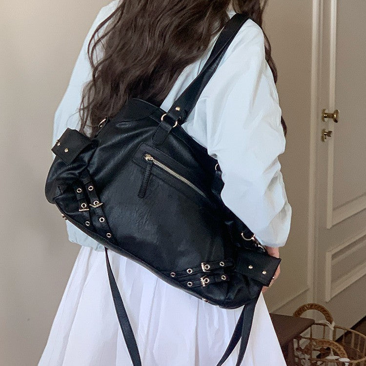 Retro locomotive bag Spice girl bag new Korean ins large capacity casual black versatile shoulder messenger tote bag