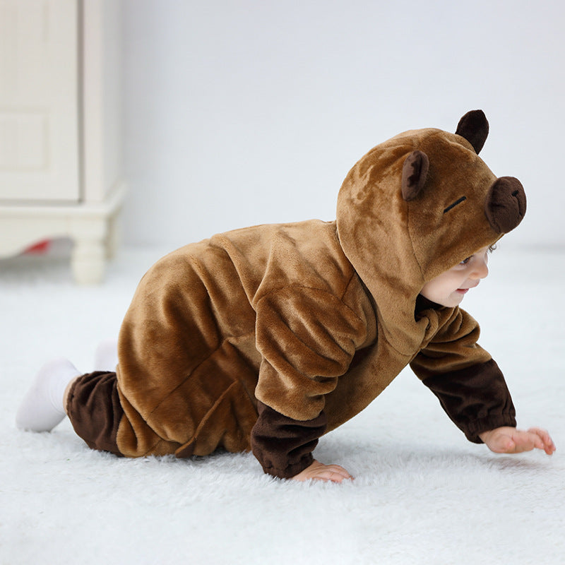 Qile Rabbit Autumn New 0-3 Babies Single-layer flannel Shaping Harness Barra Shaping One-piece Harness