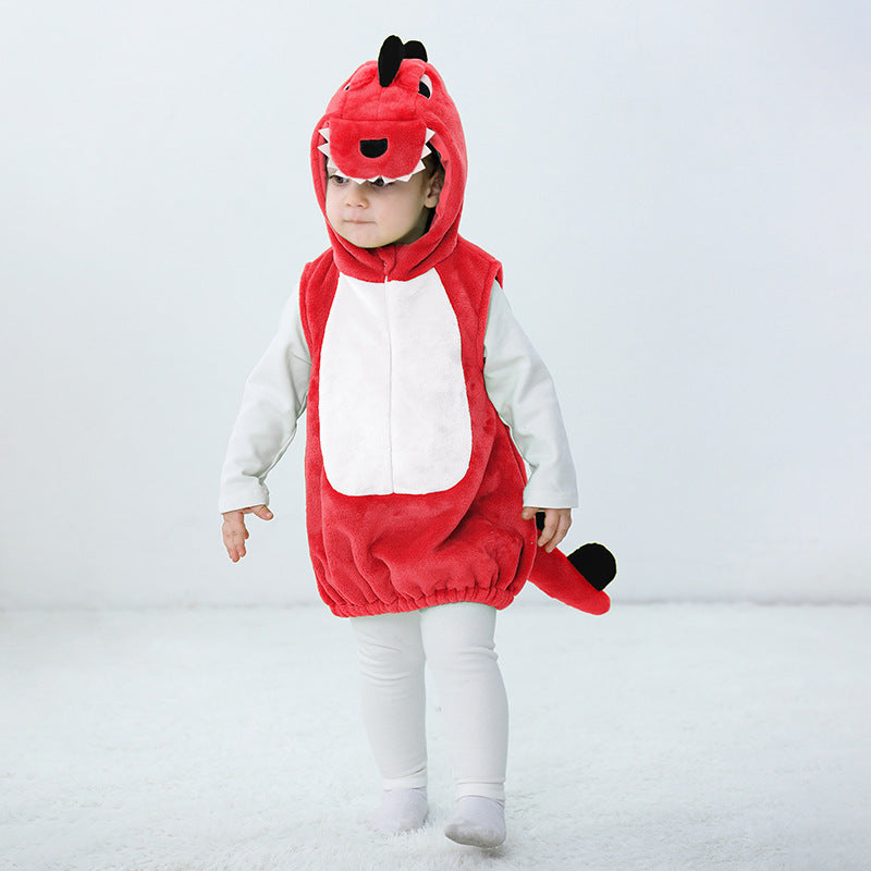Qile Rabbit autumn new 0-3 year old baby flannel single-layer modeling Romper cartoon dinosaur modeling vest