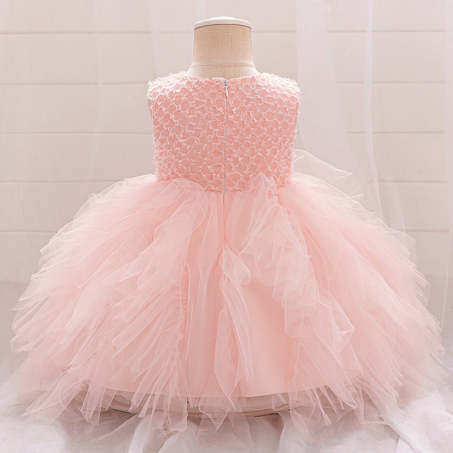2025 new children's princess dress girls dress mesh fringed dress infant first birthday dress