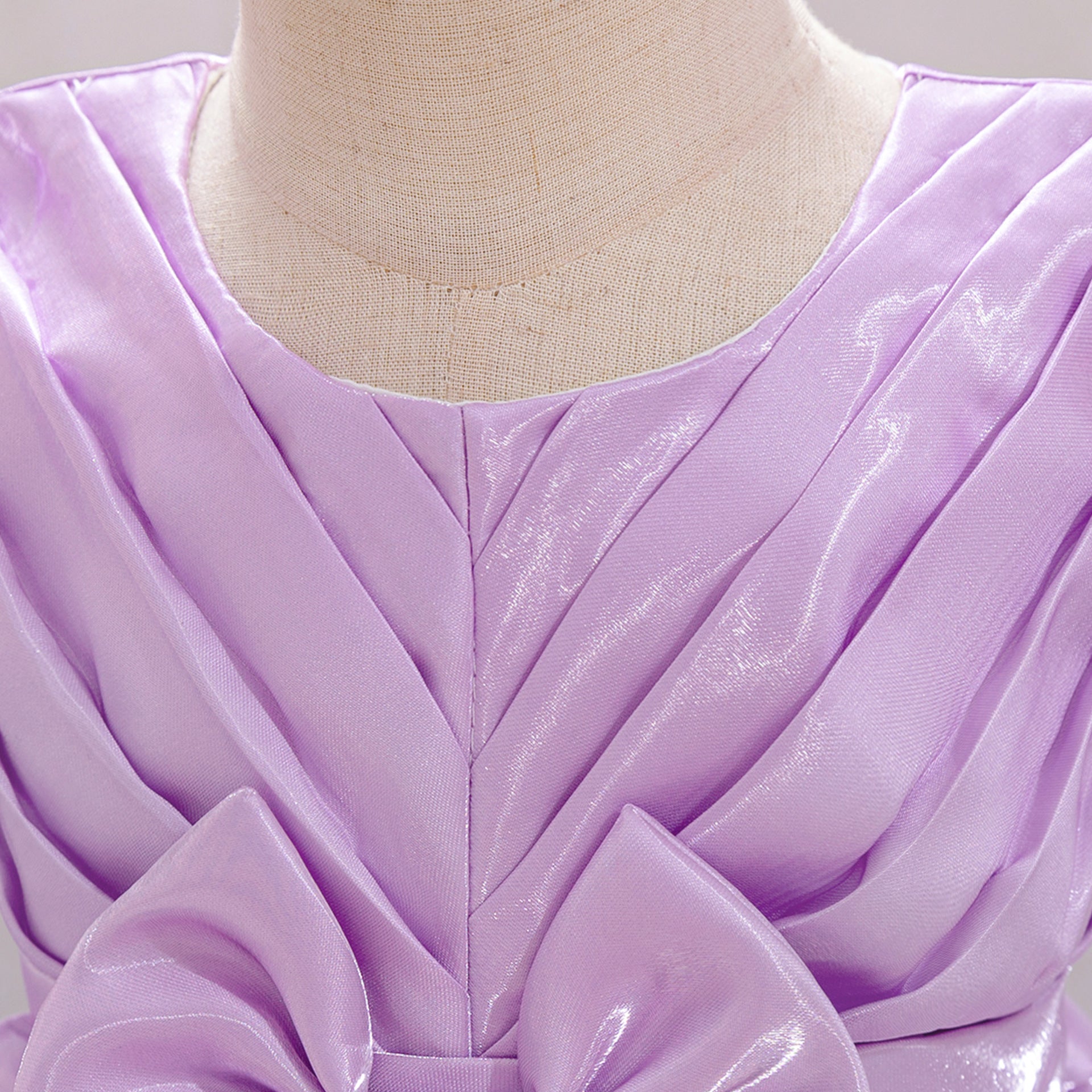 2024 New Girls' Princess Dress Water Gloss Satin Children's Dress Girls' Dress Year-old Flower Girl Dress Bubble Sleeve Fluffy Dress