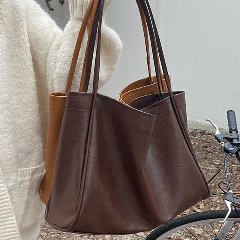 Large-Capacity Soft Leather Tote Bag