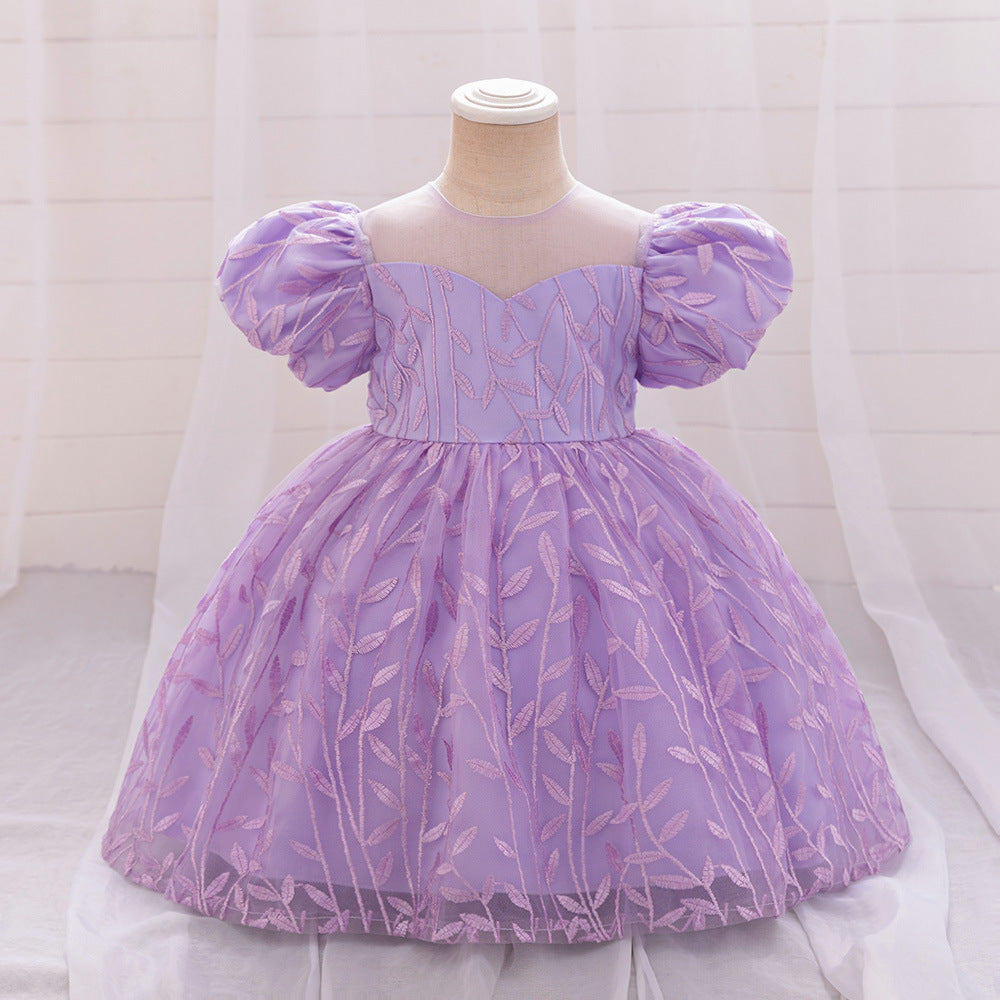 Infant Embroidered Princess Dress Girls Dress Fluffy Wedding Dress Piano Performance Dress Flower Boy Host Walk Show Dress