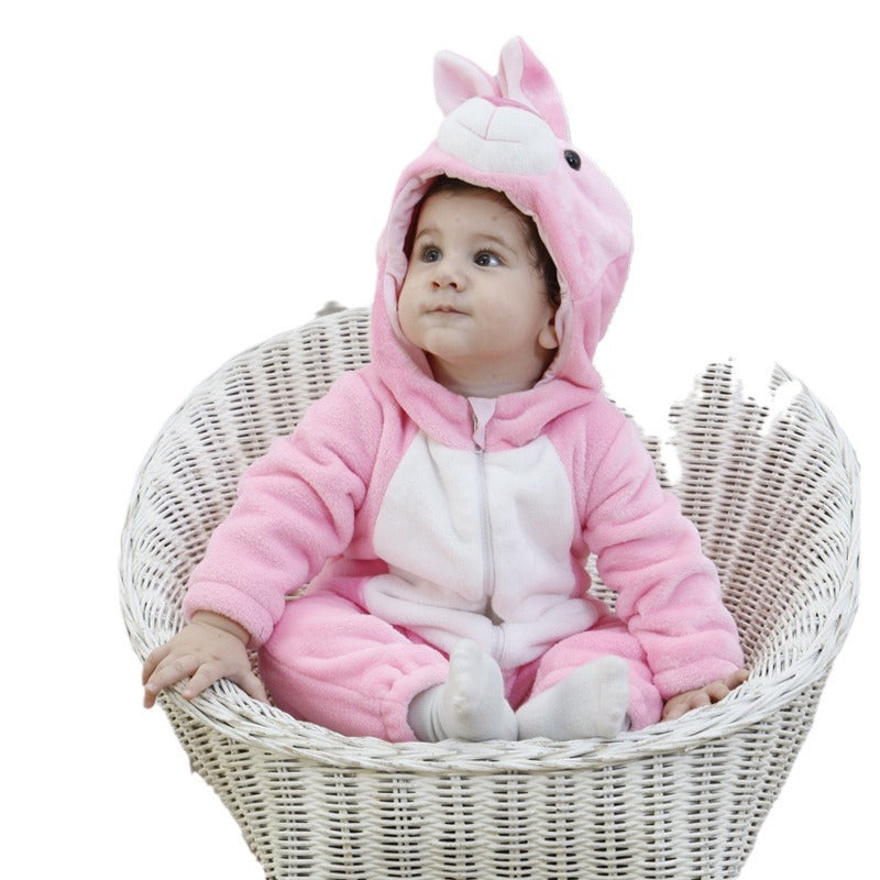 Qile Rabbit factory direct sales spring and autumn new flannel three-dimensional modeling cartoon climbing clothes single-layer one-piece Romper