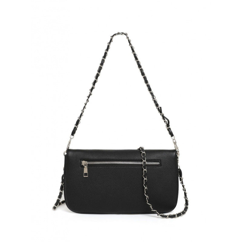 2025 new soft leather small square bag foreign trade European and American fashion versatile chain underarm tassel single shoulder oblique span bag
