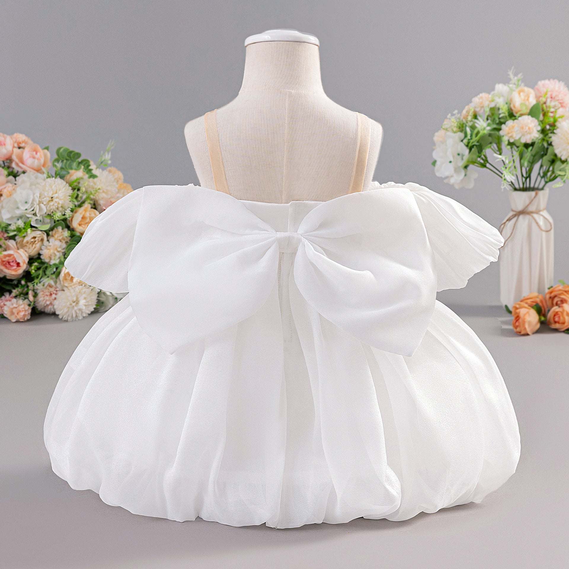 2025 New Children's Dress Bud Princess Dress Water Gloss Satin Dress Three-dimensional Flower Girls Dress Yearly Dress Dress